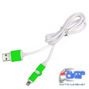 Кабель PULSO USB - Micro USB/Apple 1m green (круглый) (CP-001GN)